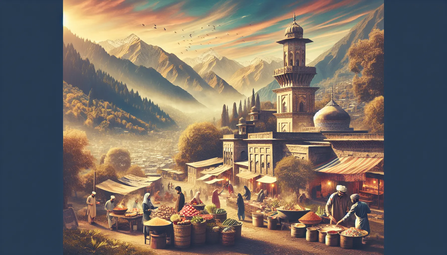 Panorama di Abbottabad con colline verdi e cielo azzurro