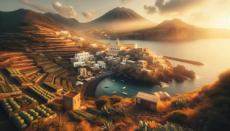 Vista panoramica di Pantelleria con il suo paesaggio vulcanico e il mare cristallino