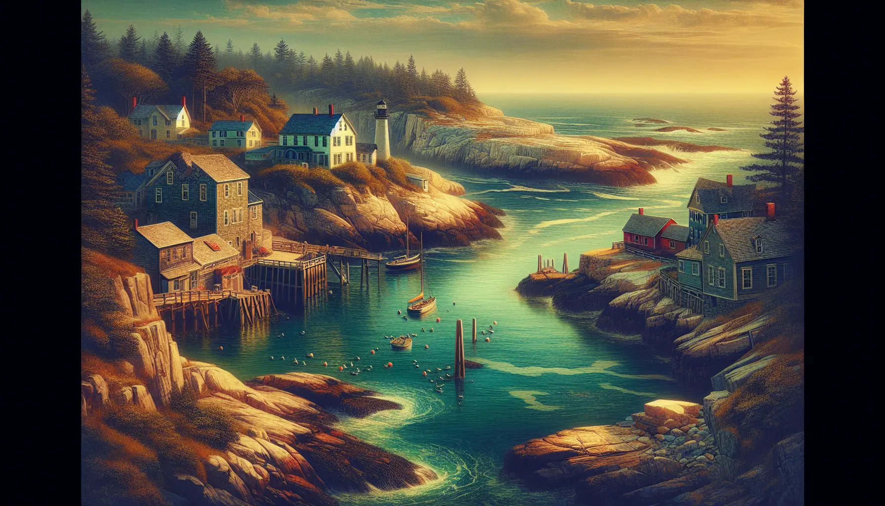 Vista panoramica della costa del Rhode Island con scogliere e mare blu