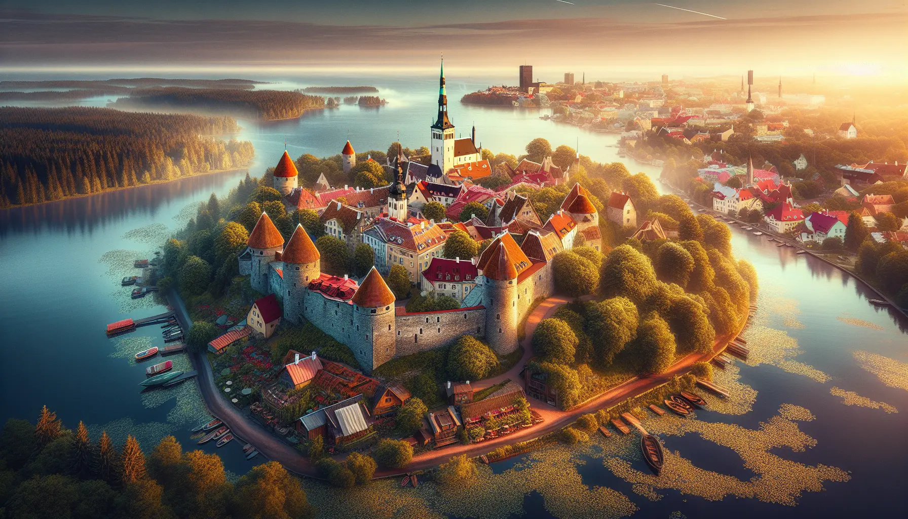 Panorama di Tallinn con il suo centro storico medievale e i moderni edifici tecnologici