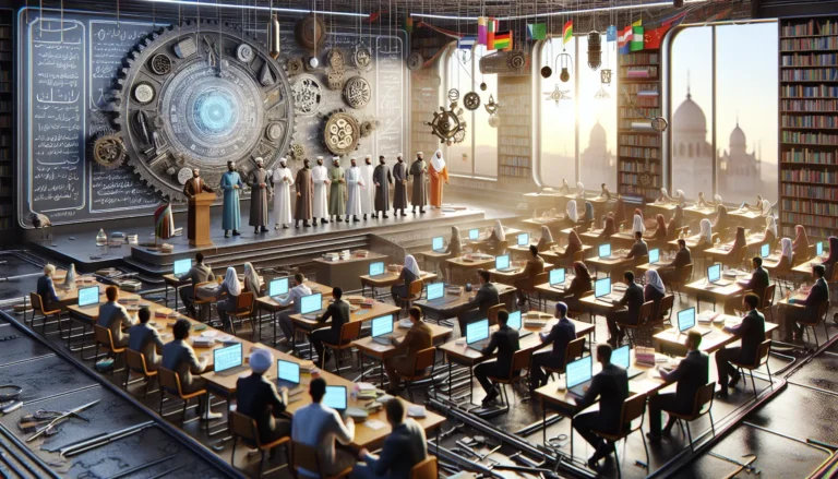 Studente che utilizza strumenti educativi in un ambiente di apprendimento collaborativo