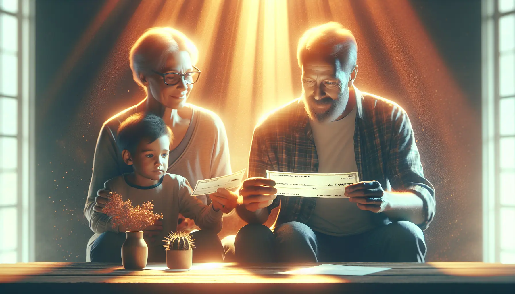 Un'immagine che rappresenta il sostegno alle famiglie attraverso l'assegno unico, con simboli di cura e comunità.