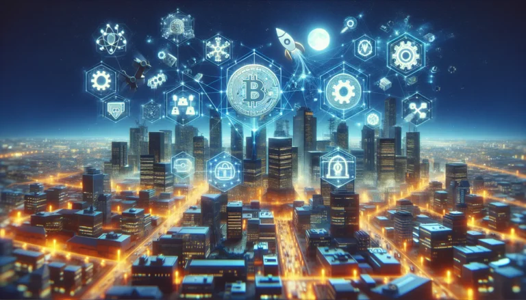 Rappresentazione visiva della tecnologia blockchain e delle sue applicazioni pratiche in vari settori.