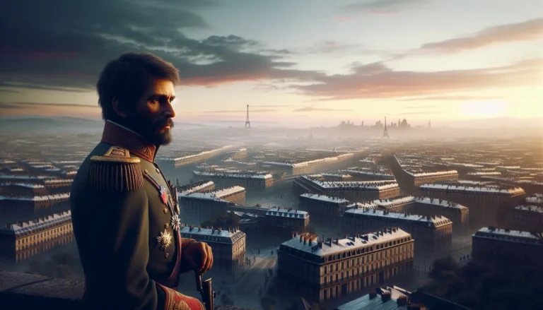 Ritratto di Charles de Gaulle in uniforme militare, simbolo della sua leadership durante la Seconda Guerra Mondiale.