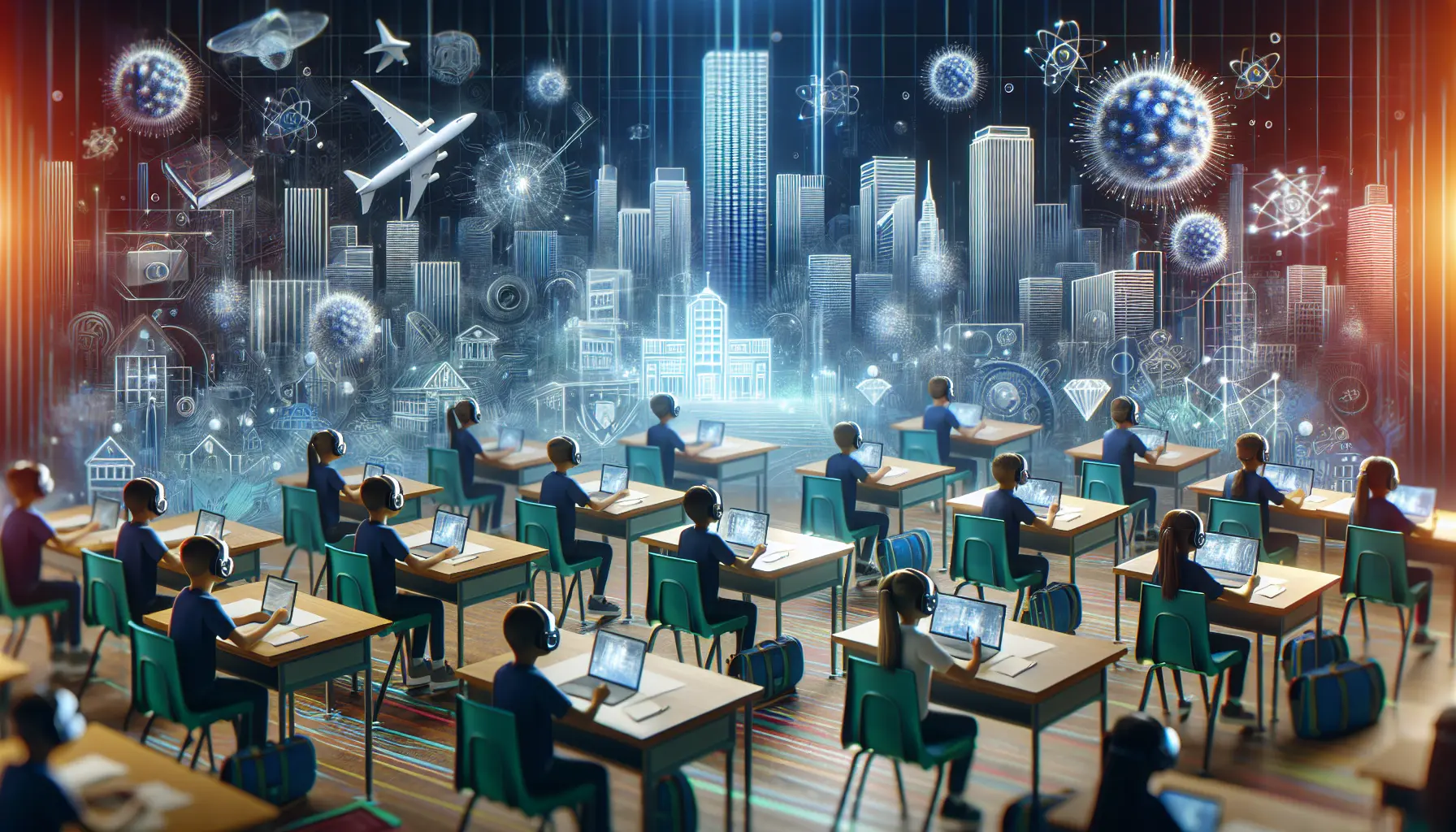 Studente che utilizza un visore di realtà virtuale per un'esperienza educativa immersiva