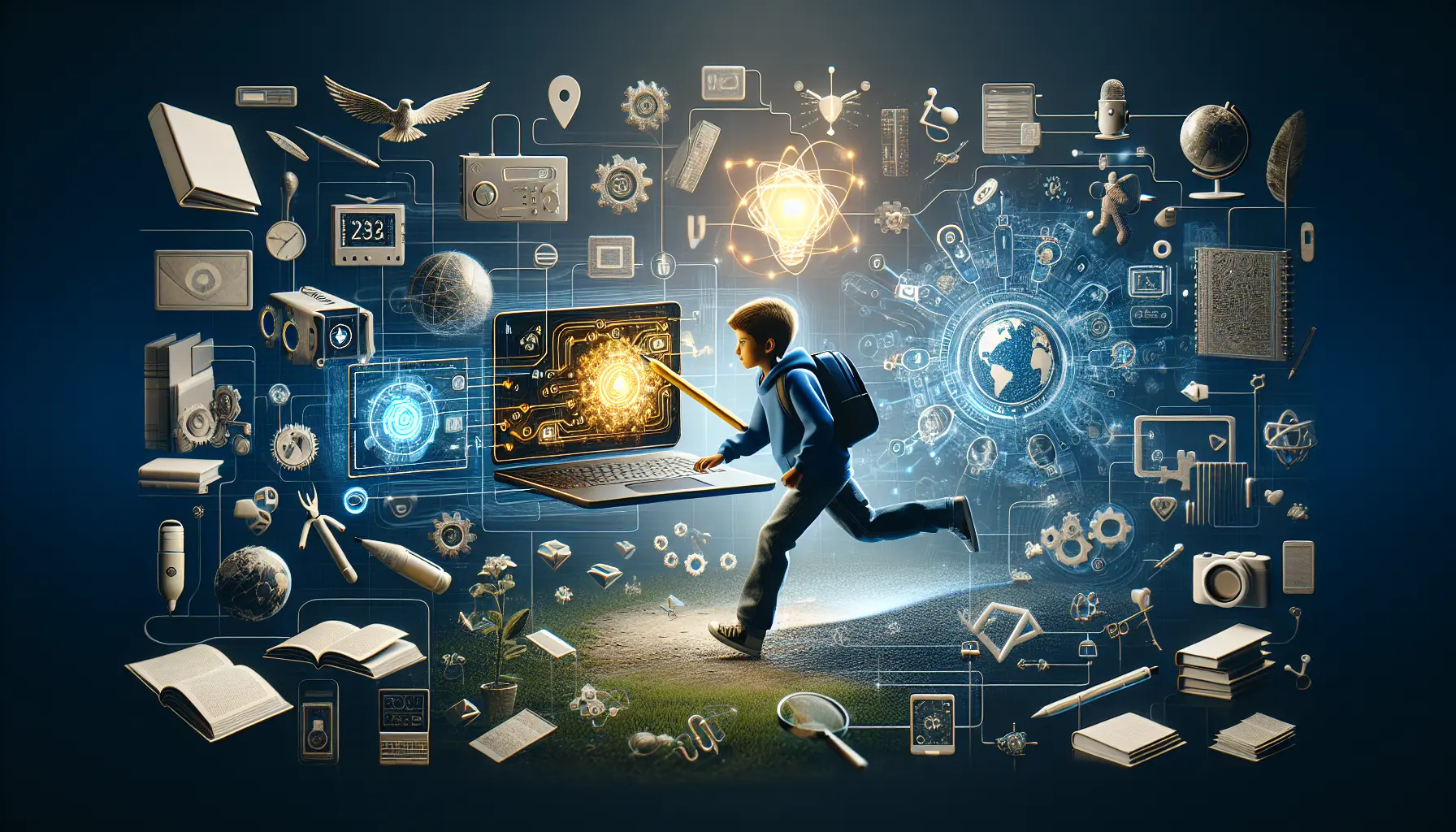 Studente che utilizza un laptop per apprendere con strumenti basati su intelligenza artificiale.