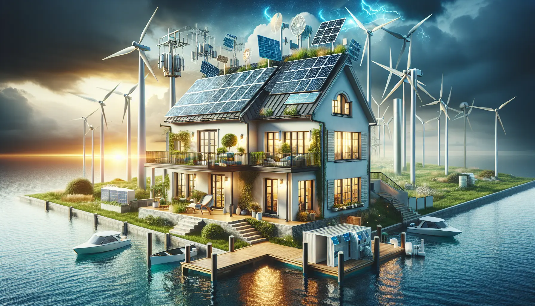 Pannelli solari su un tetto di una casa sostenibile