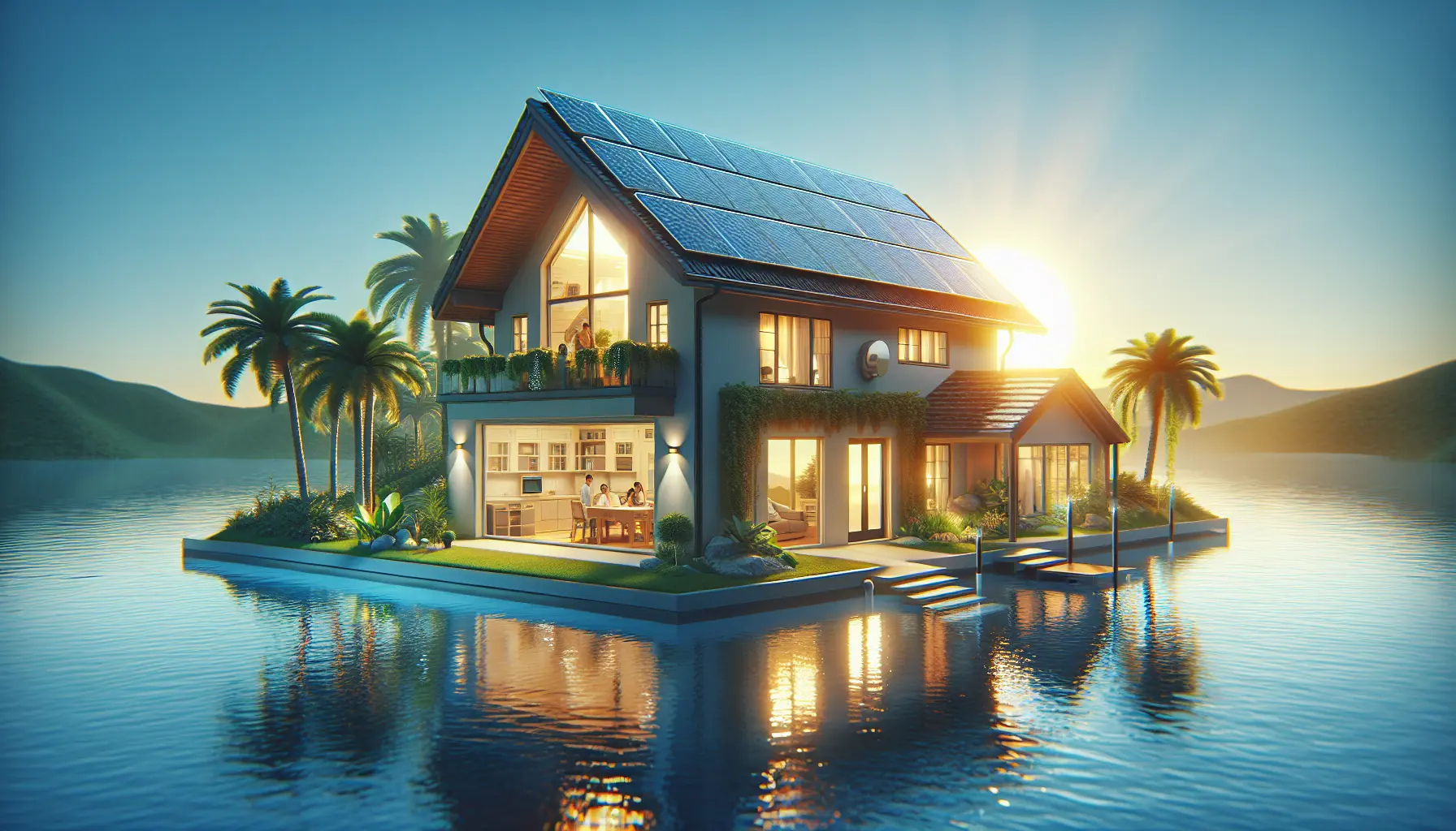 Pannelli solari installati su un tetto di una casa, simbolo di sostenibilità e autosufficienza energetica.