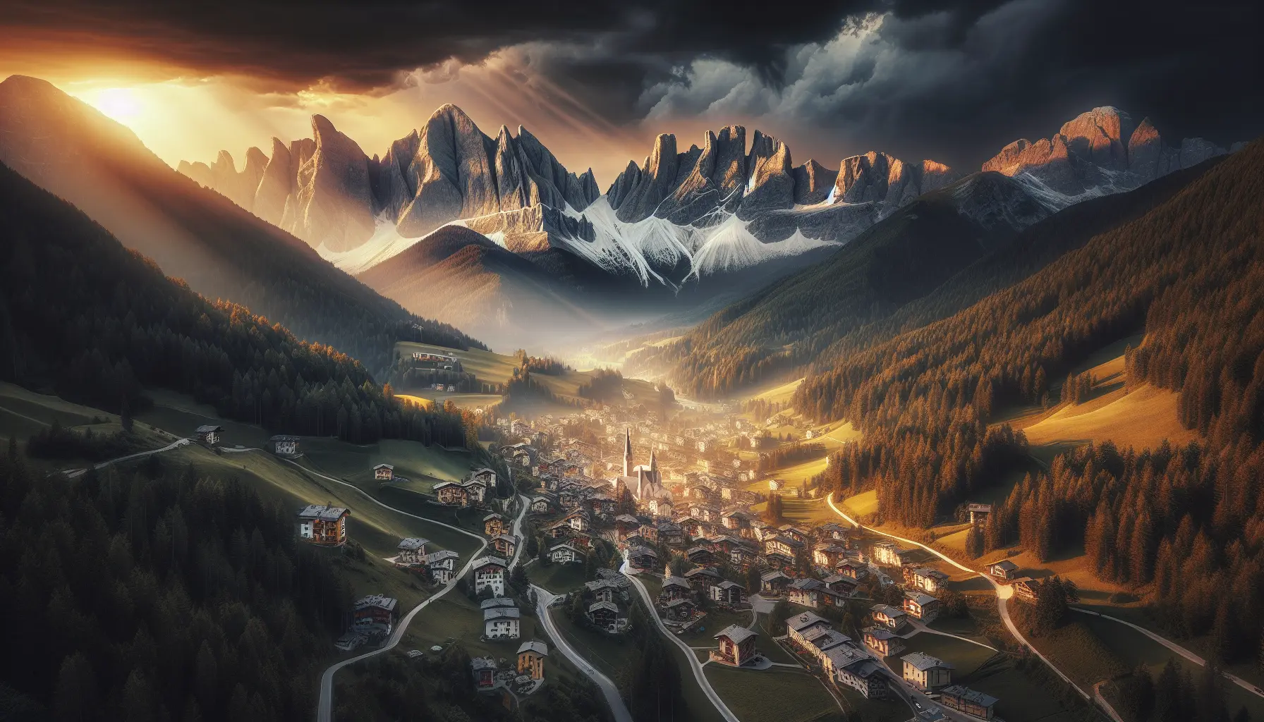 Panorama delle Dolomiti con Andalo in primo piano, evidenziando la bellezza naturale e le attività all'aperto disponibili.