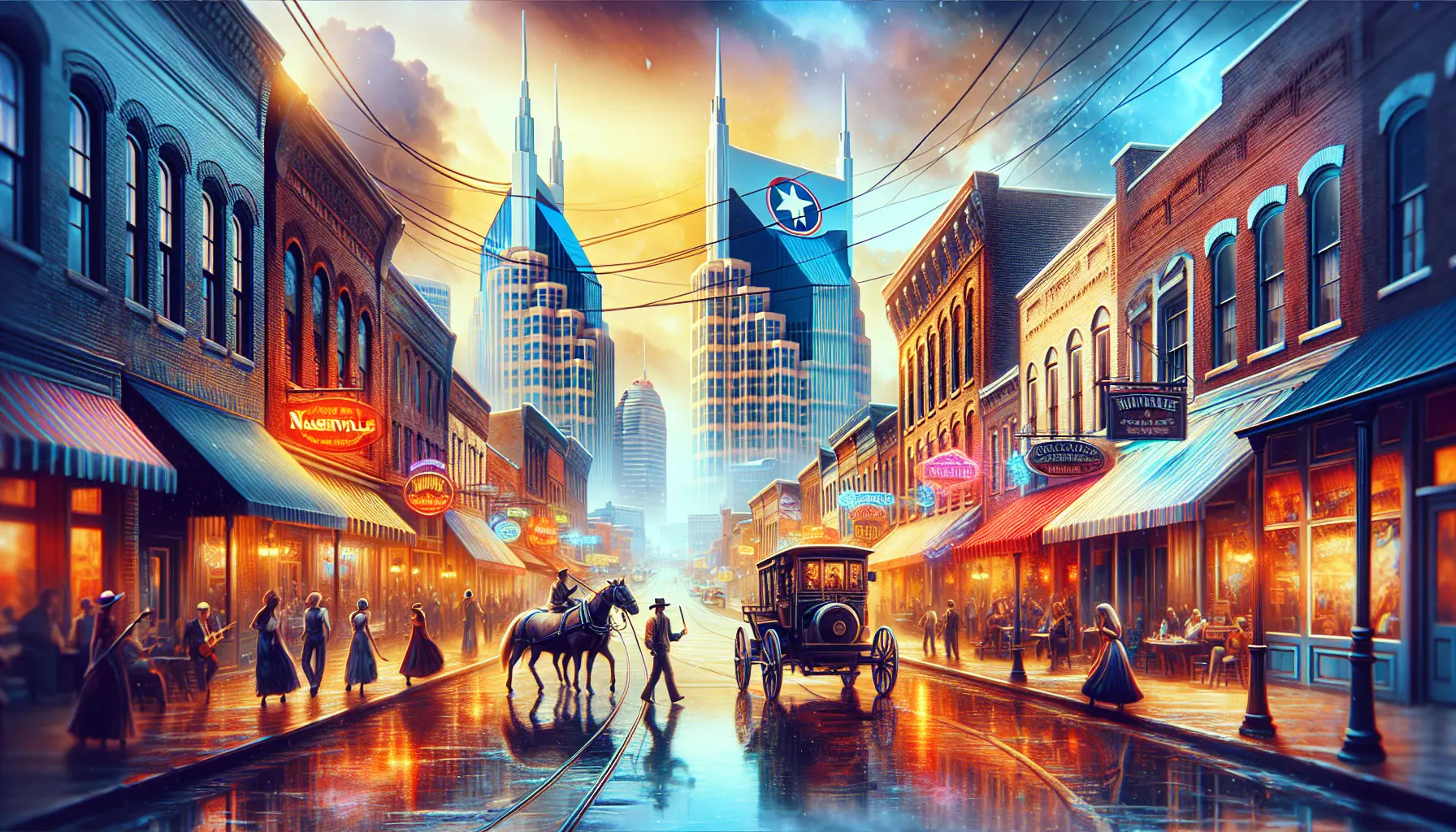 Vista panoramica di Nashville con il suo skyline e i locali di musica dal vivo