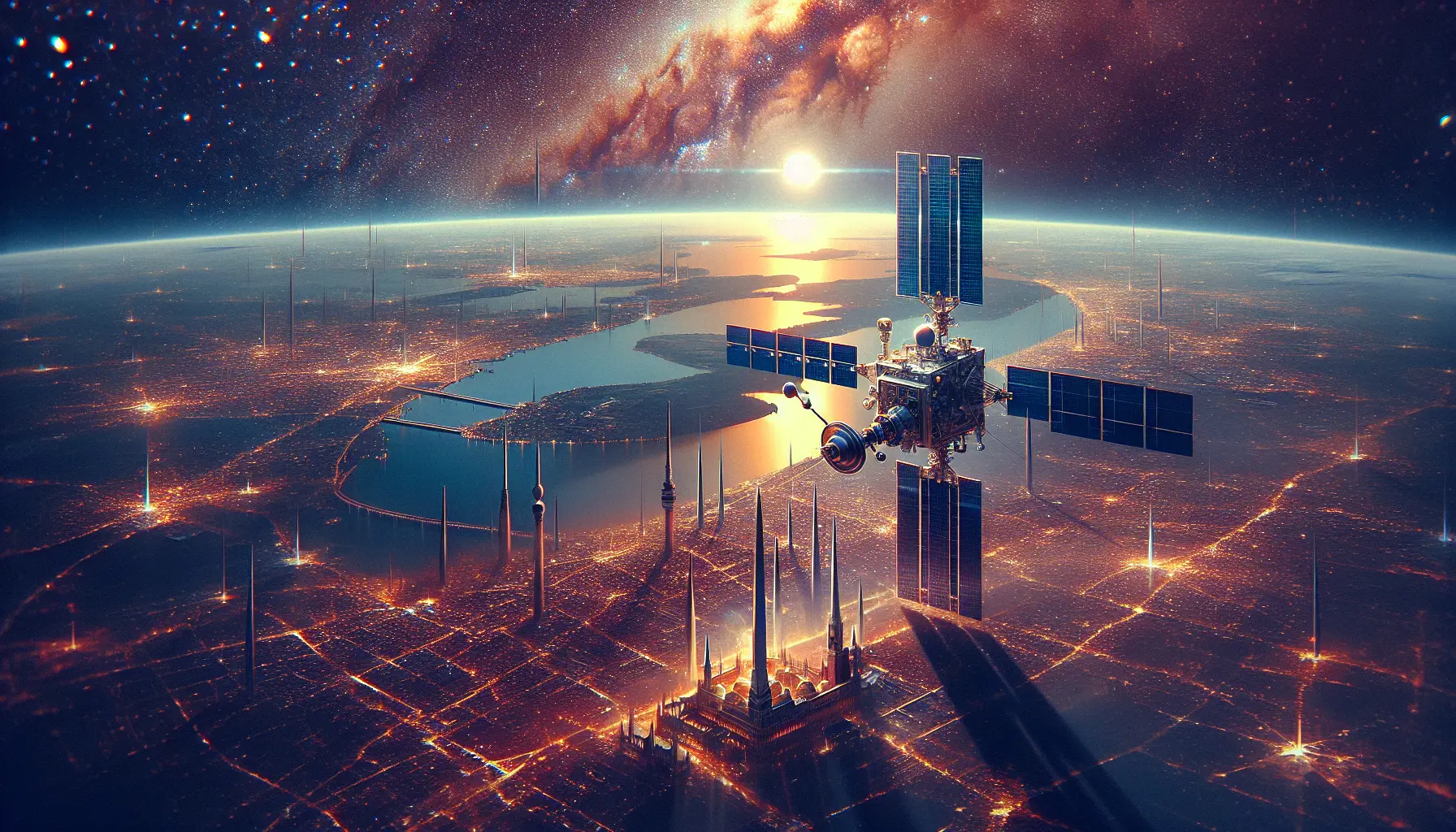 Una sonda spaziale in volo nell'oscurità dello spazio, circondata da stelle e pianeti lontani.