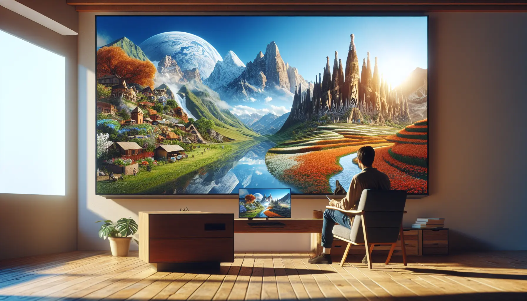 Esplorazione virtuale di un paesaggio naturale con realtà virtuale