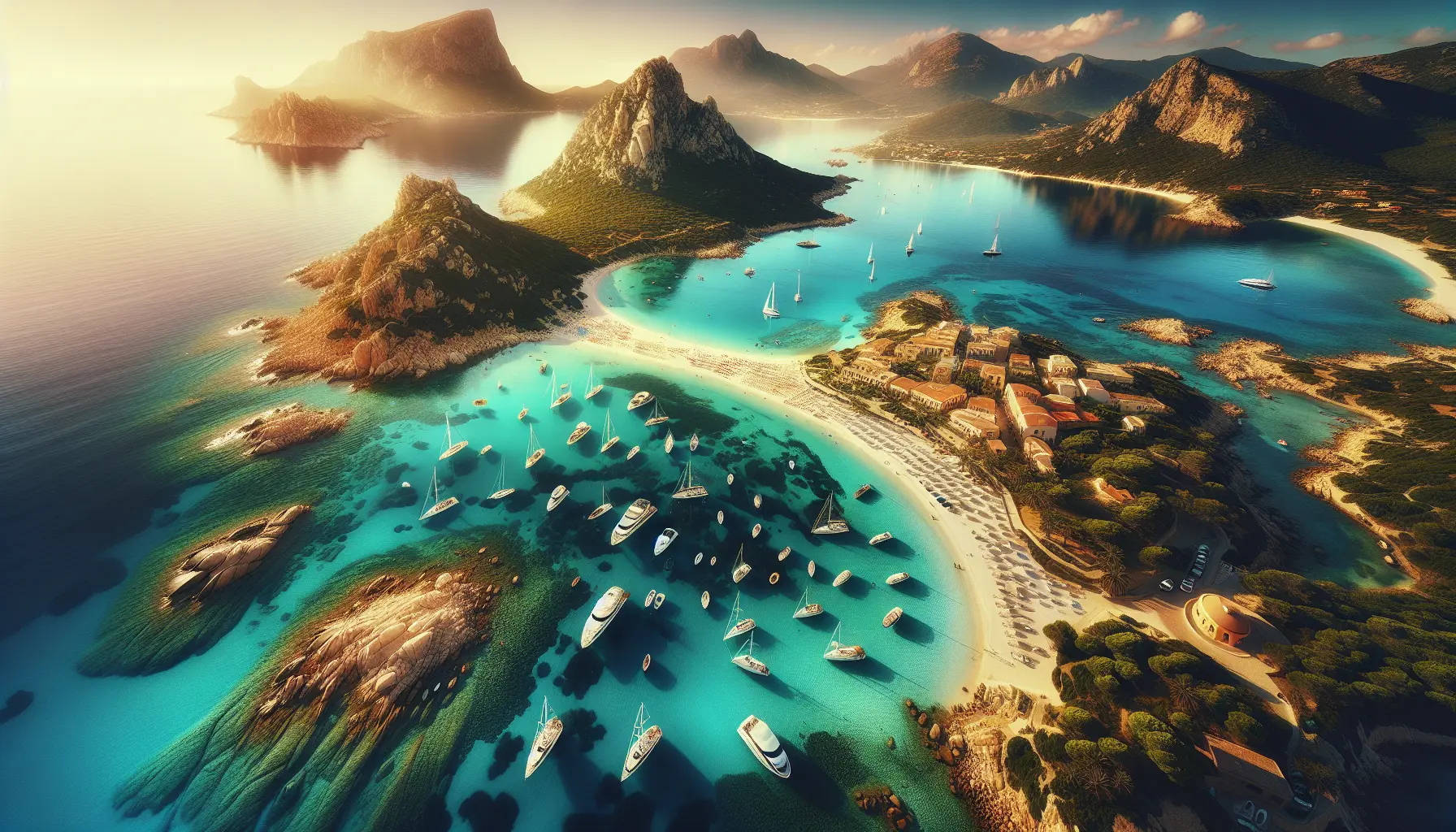 Vista panoramica delle acque cristalline e delle spiagge di Golfo Aranci