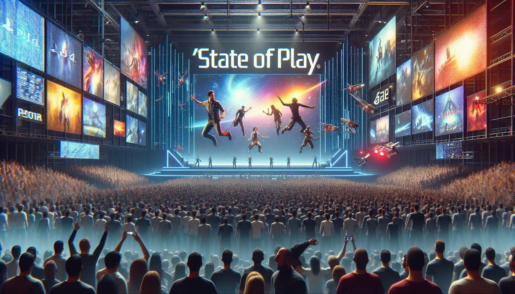 Un'immagine rappresentativa del 'State of Play' di PlayStation, con giochi e console in primo piano.