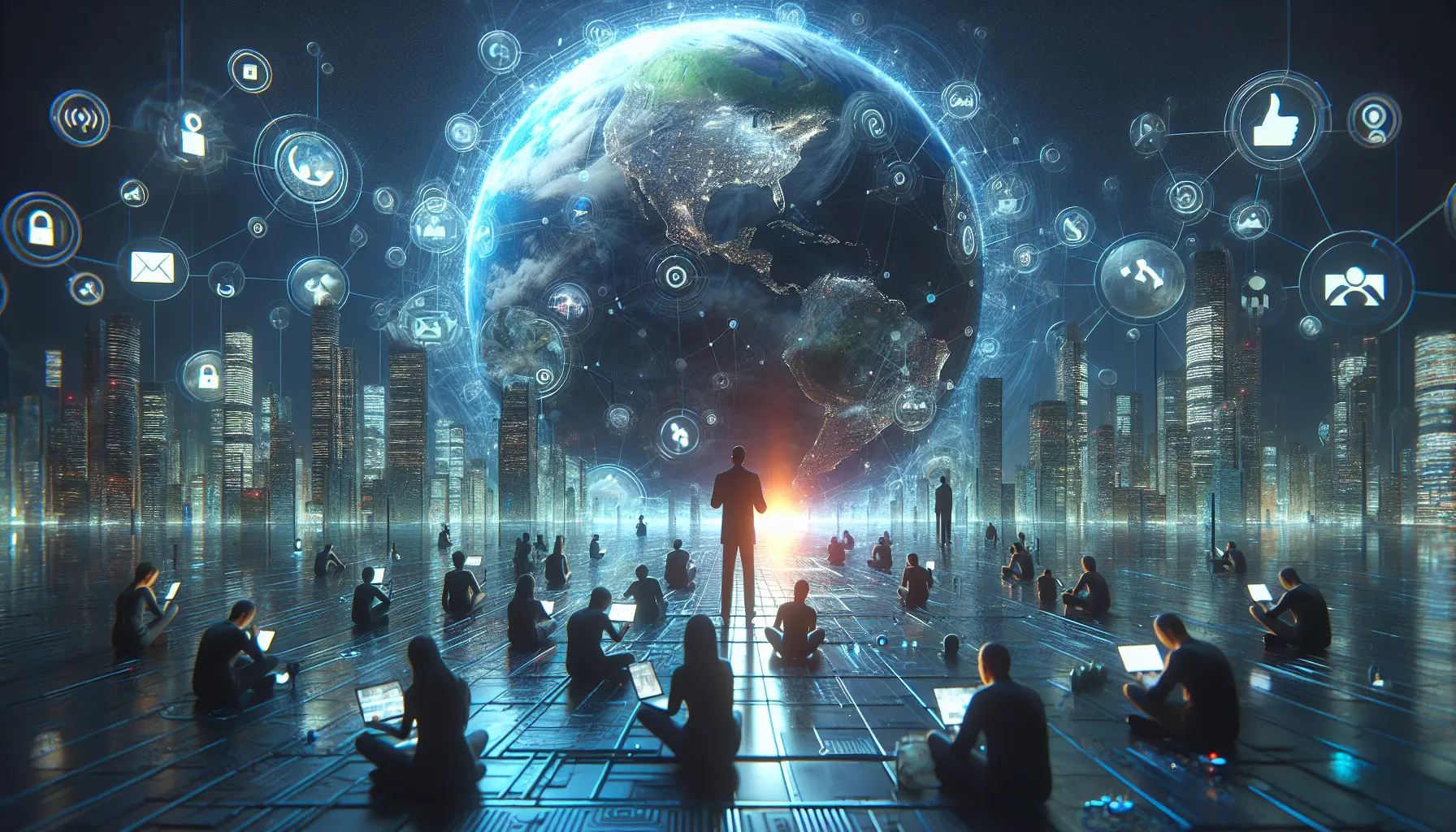 Persone che interagiscono con i social media, rappresentando il futuro delle relazioni interpersonali