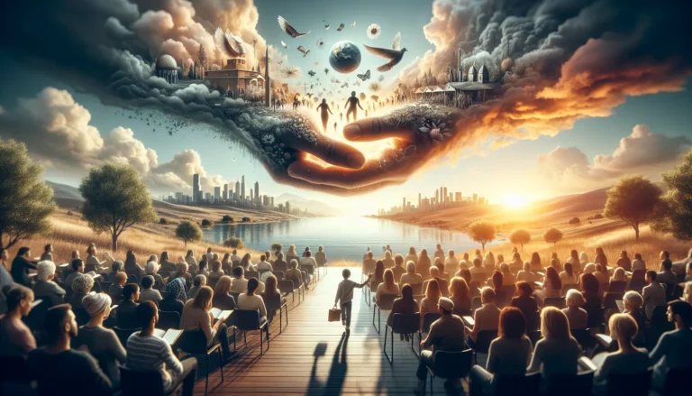 Un gruppo diversificato di persone che si riunisce in un evento comunitario, mostrando unità e inclusione.