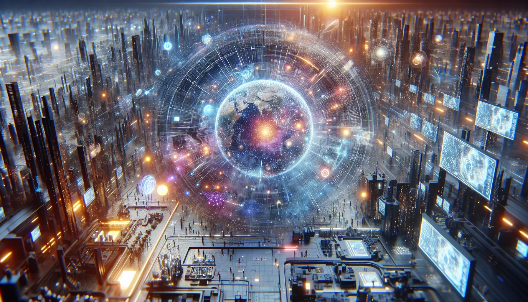 Immagine rappresentativa del metaverso con ambientazioni virtuali e avatar in interazione
