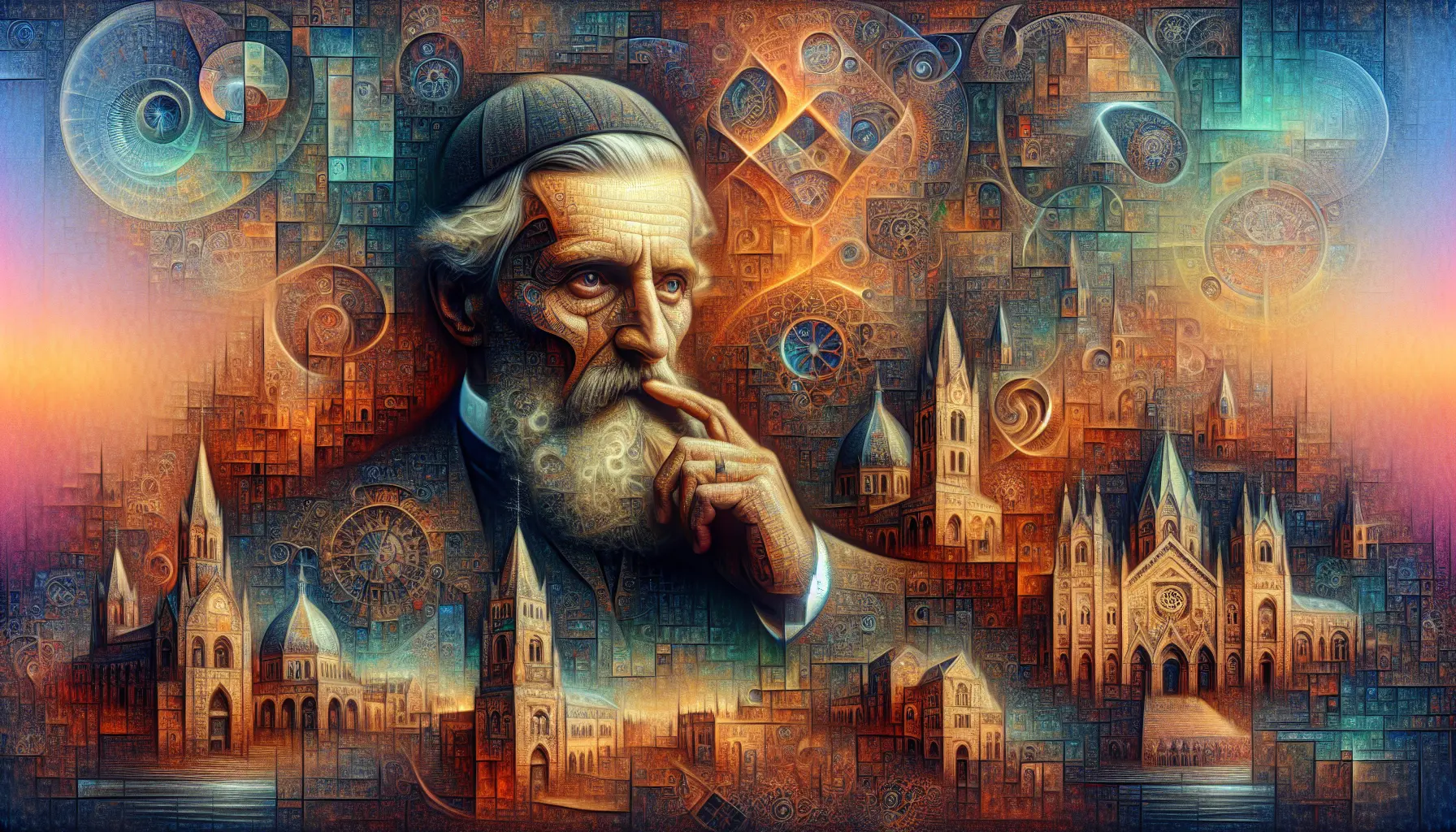 Ritratto di Papa Leone X con elementi artistici del Rinascimento sullo sfondo