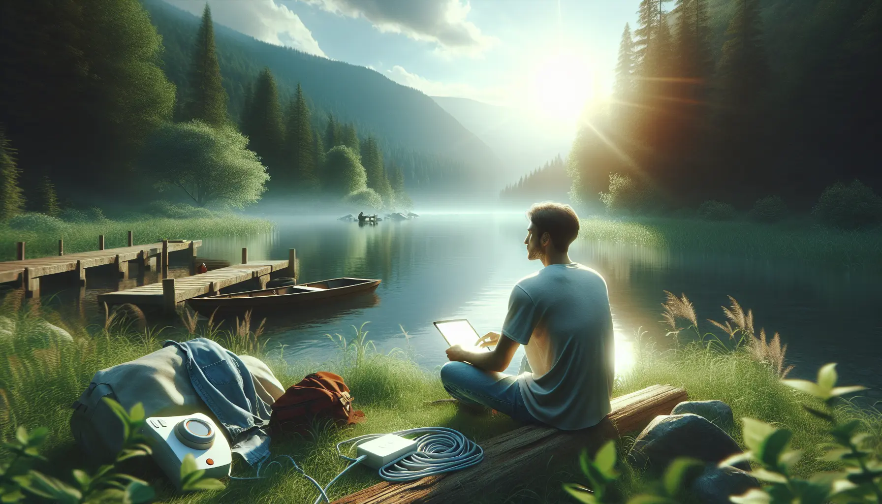 Un paesaggio sereno che invita alla riflessione e alla disconnessione dalla tecnologia.