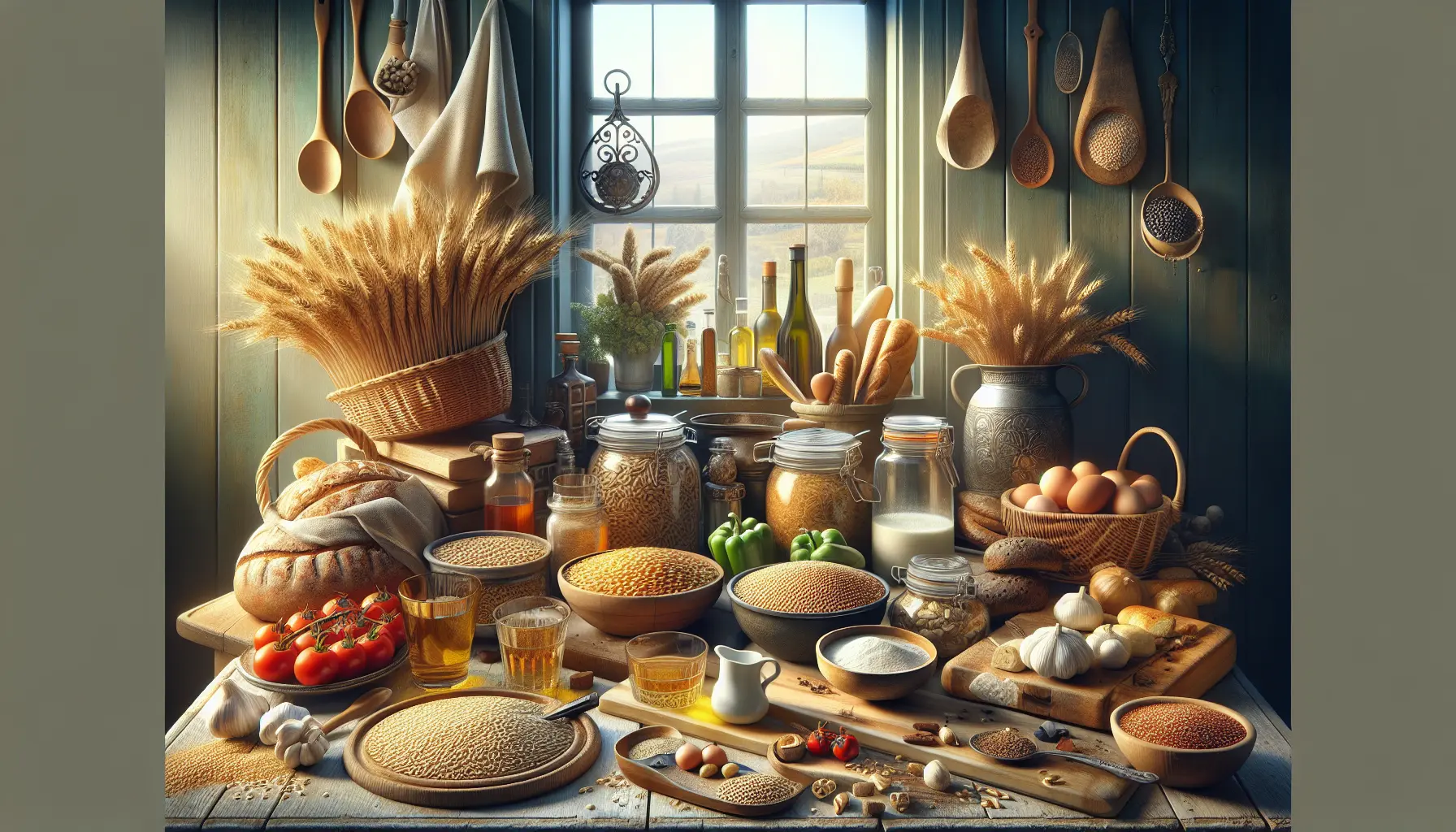 Un piatto di insalata di farro fresca e colorata, arricchita con verdure e feta