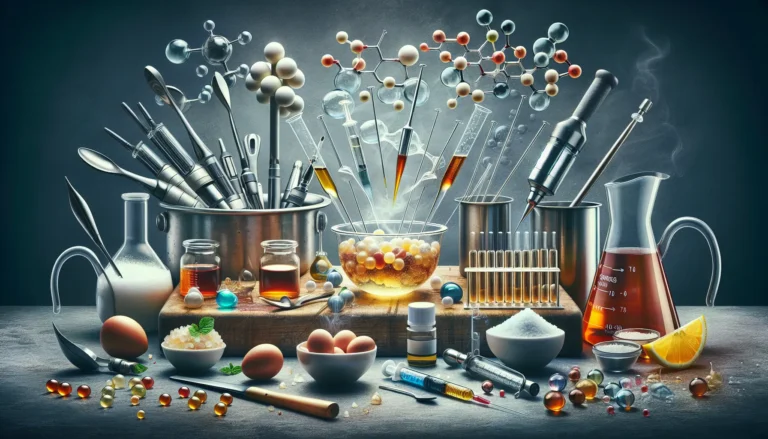 Un piatto innovativo di cucina molecolare con sfere di succo di frutta che esplodono in bocca.