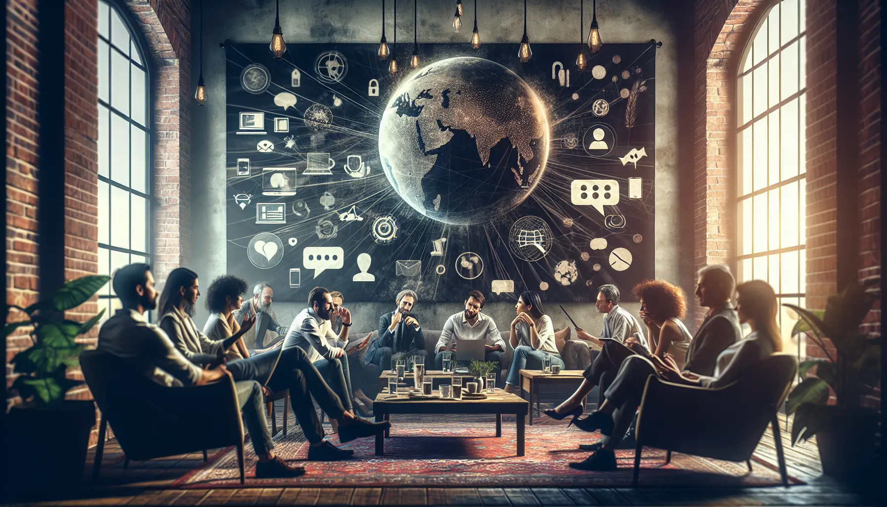 Persone che conversano in un ambiente informale, simbolizzando l'importanza del dialogo nella vita quotidiana.