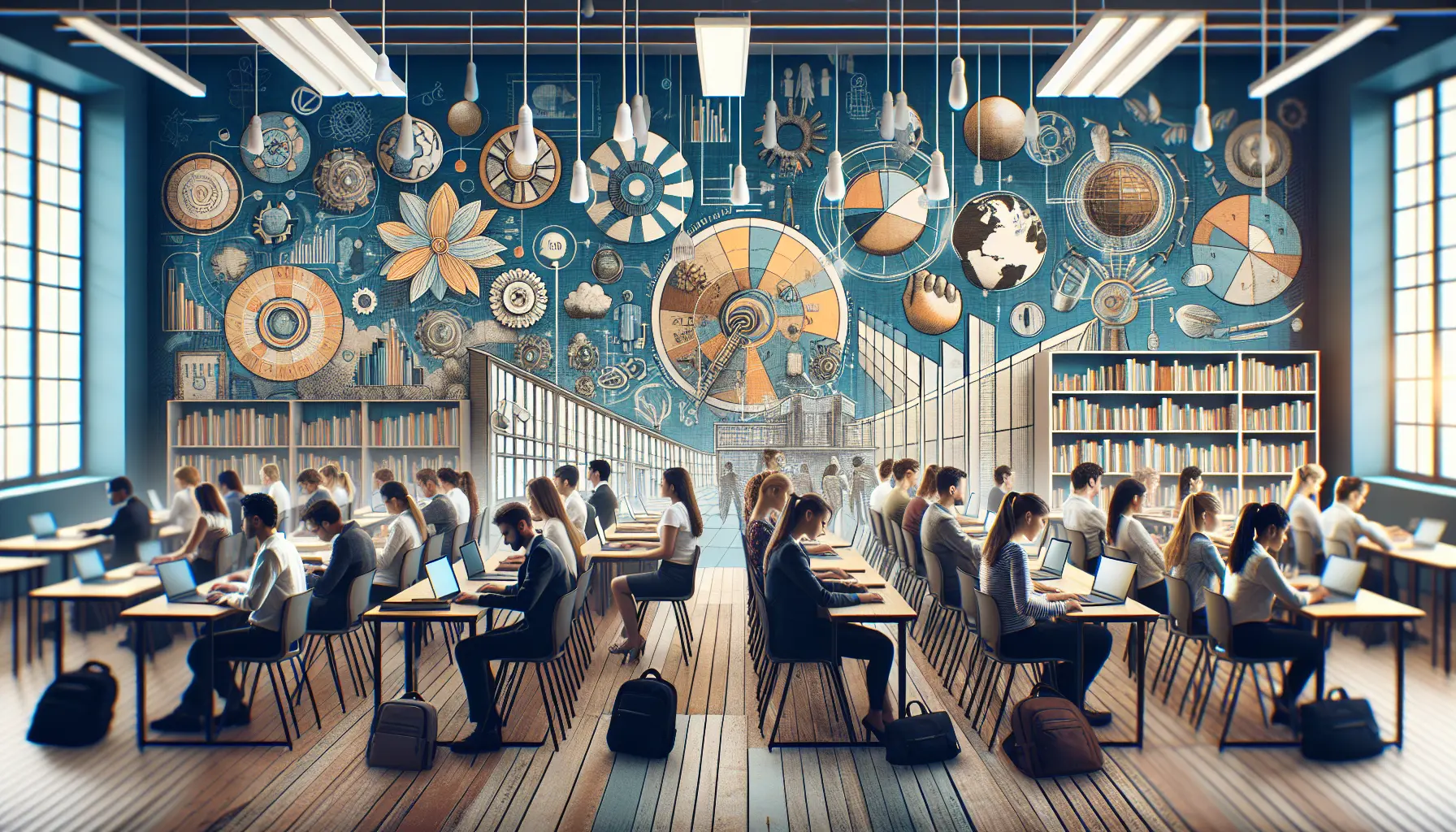 Un'aula inclusiva con studenti di diverse origini e abilità che collaborano insieme.