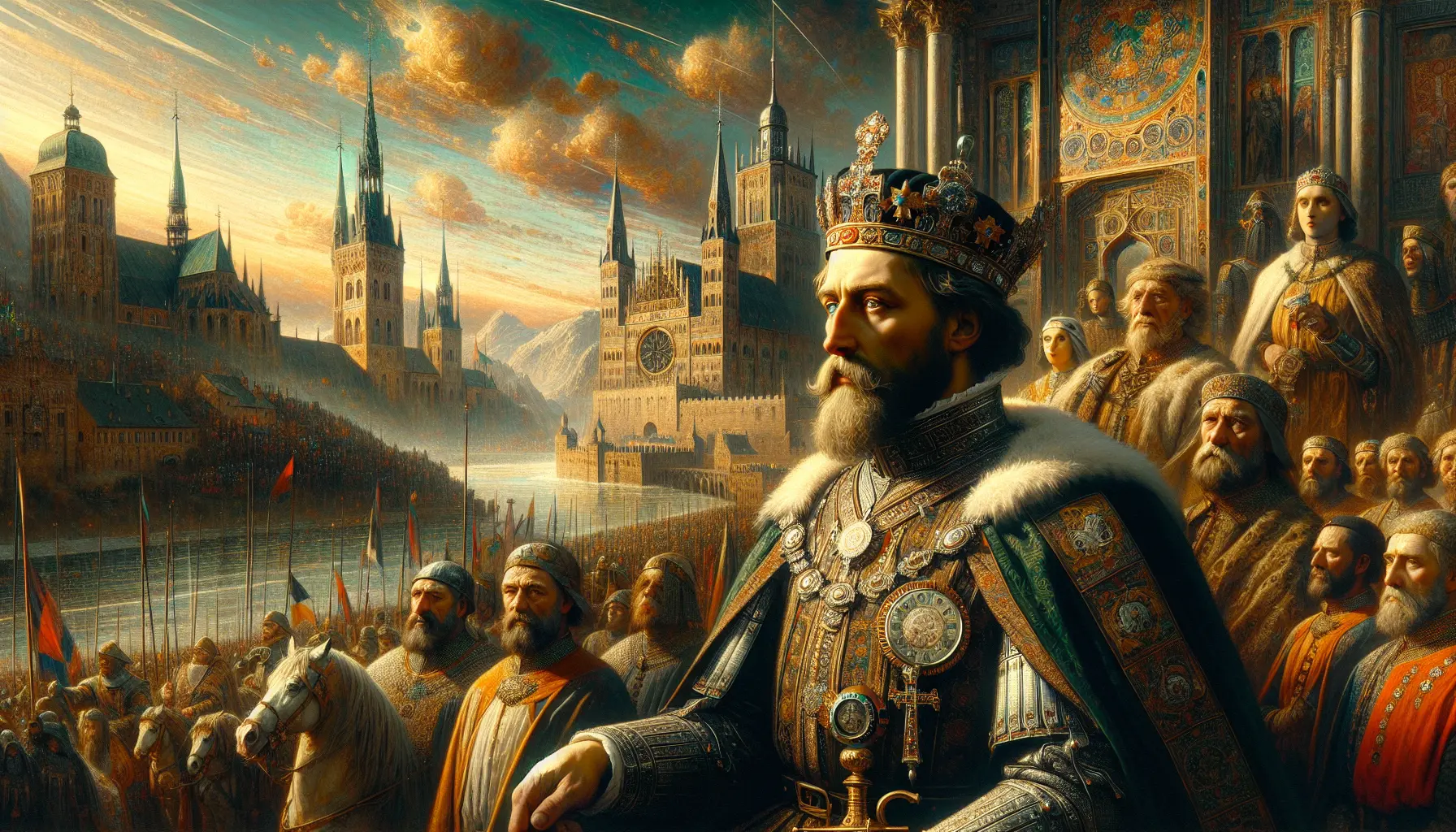 Rappresentazione artistica di Ludovico II il Germanico in un contesto storico