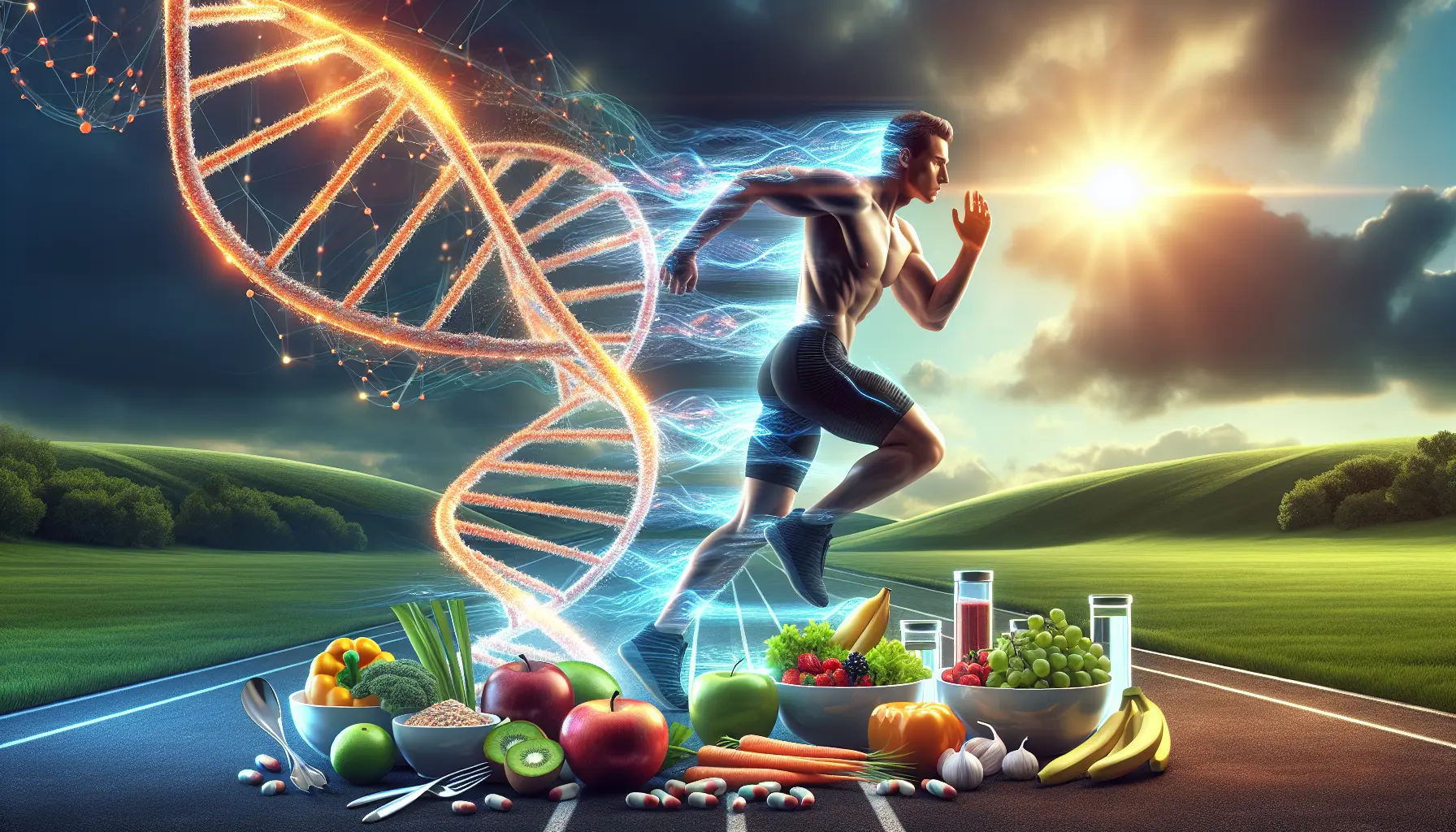 Rappresentazione grafica di un atleta che segue una dieta personalizzata basata sul DNA