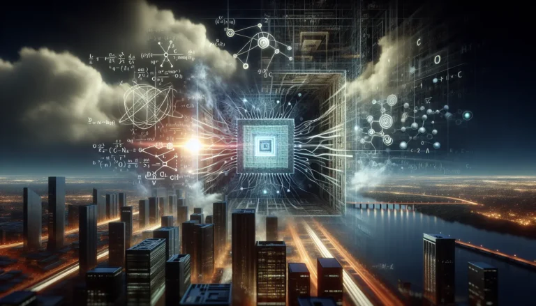 Rappresentazione grafica del quantum computing con circuiti e qubit