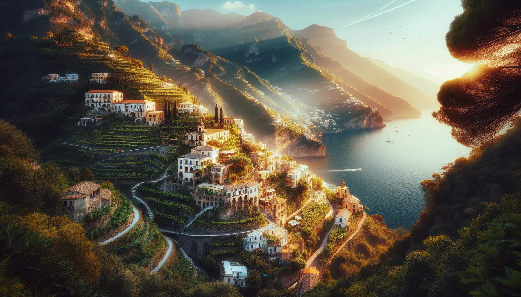 Panorama di Ravello con vista sul mare e giardini storici