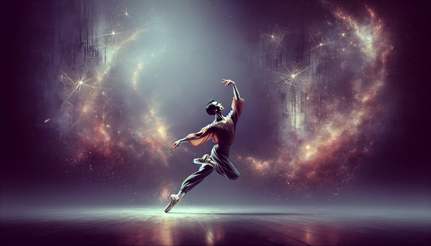 Rudolf Nureyev in una delle sue celebri performance di danza, esprimendo emozioni attraverso il movimento.
