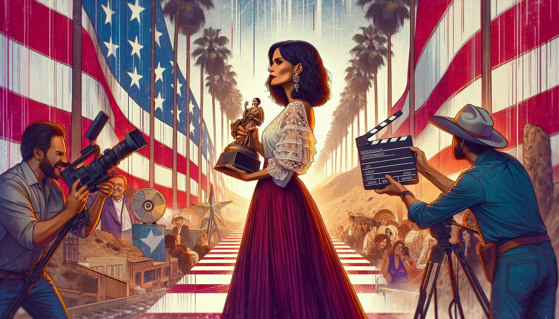 Salma Hayek sul red carpet in un elegante abito, simbolo di stile e talento nel mondo del cinema.