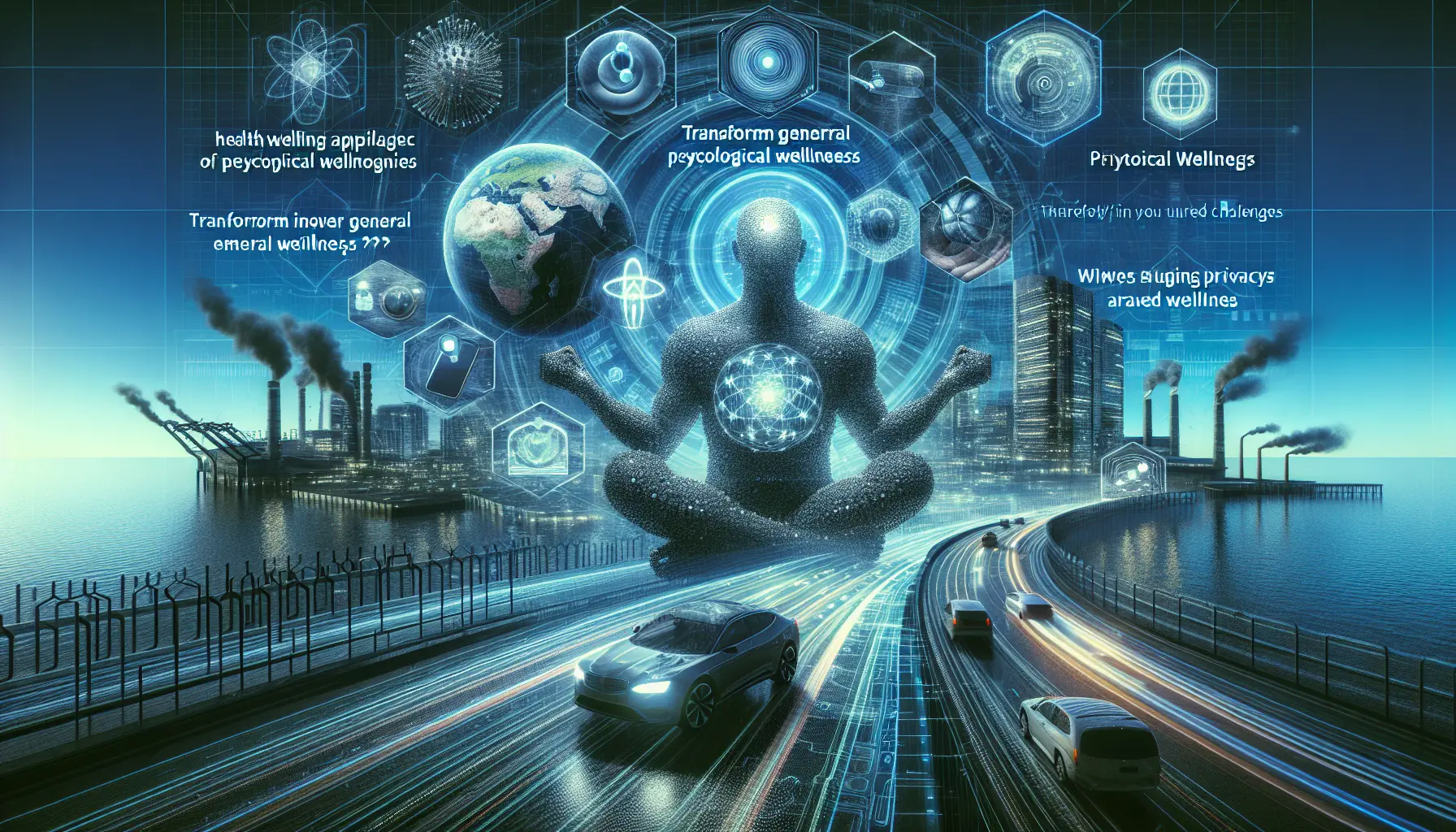 Un giovane adulto utilizza un'app per la salute mentale sul suo smartphone, mentre un dispositivo indossabile monitora i suoi parametri vitali.