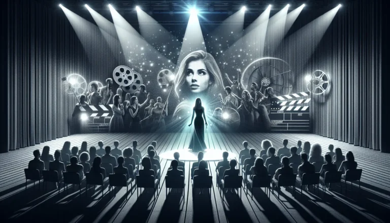 Valeria Bruni Tedeschi in un momento di recitazione intensa, esprimendo emozioni profonde sul palcoscenico.