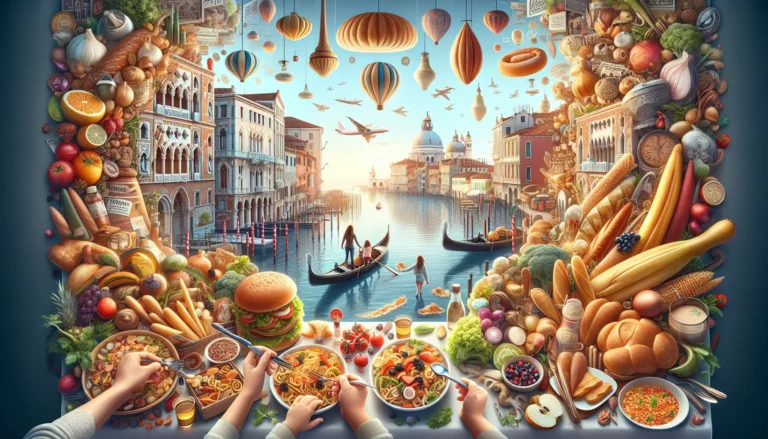 Un mercato locale con frutta e verdura fresca, rappresentando l'esperienza di viaggi culinari in famiglia.