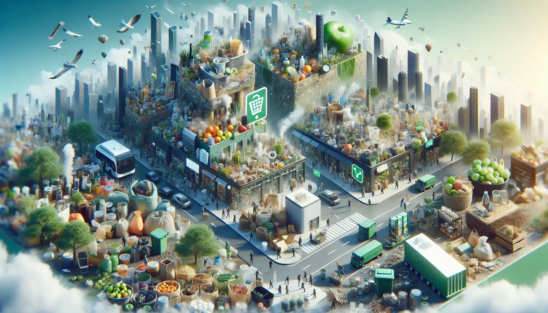 Immagine rappresentativa del movimento Zero Waste, con oggetti riutilizzabili e alimenti sfusi