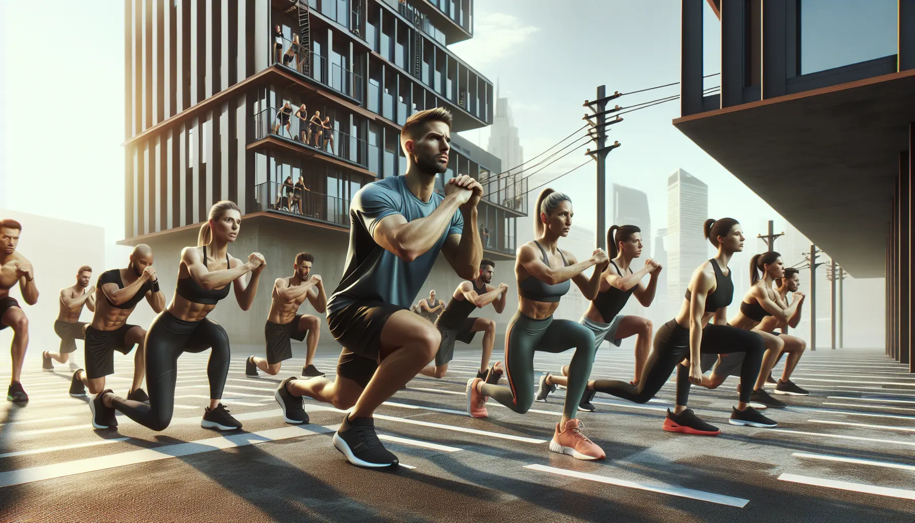 Una persona che esegue un esercizio HIIT in un ambiente all'aperto, dimostrando l'intensità e l'efficacia di un allenamento breve.