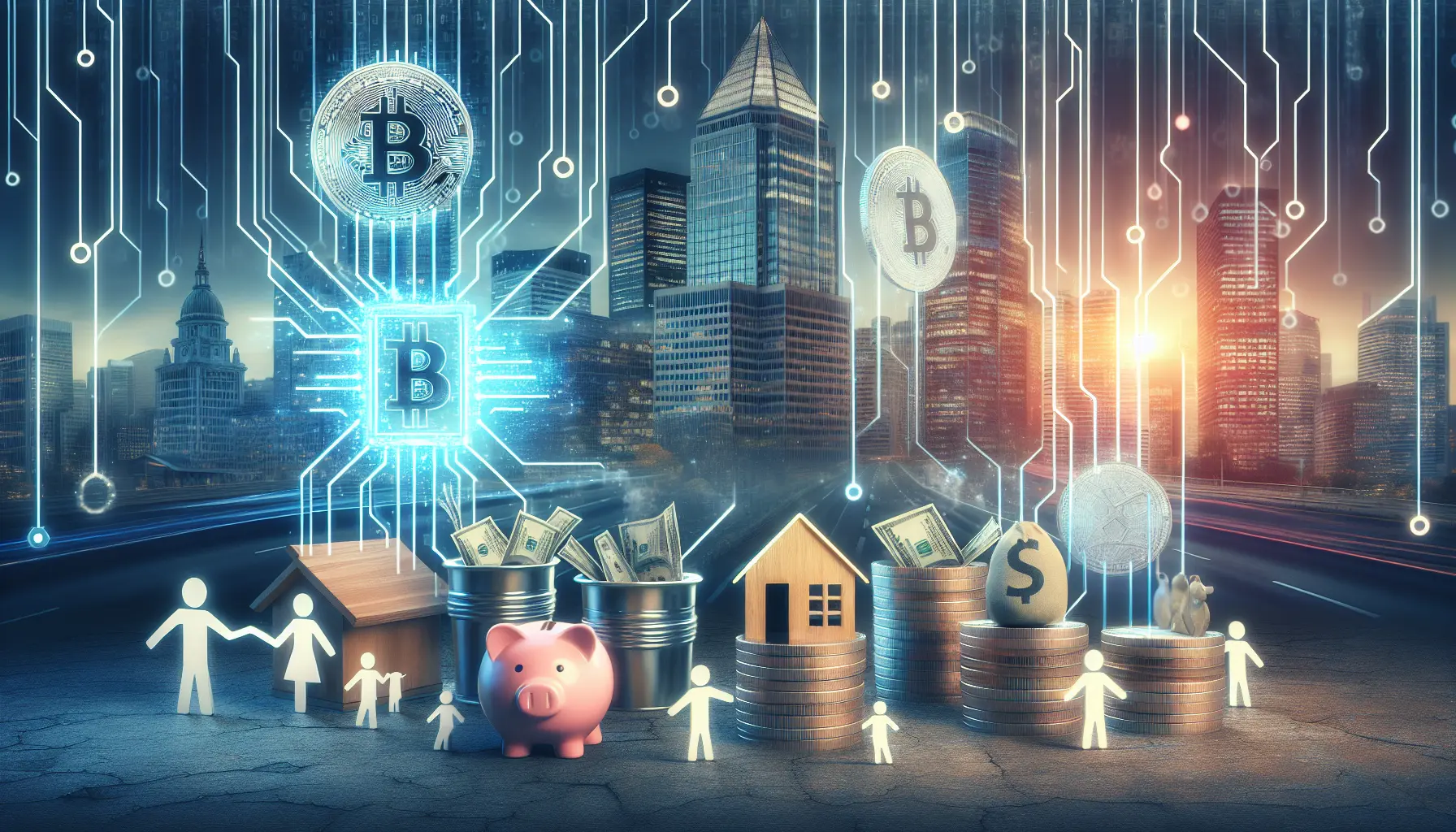 Rappresentazione grafica della blockchain e delle sue applicazioni nel risparmio personale