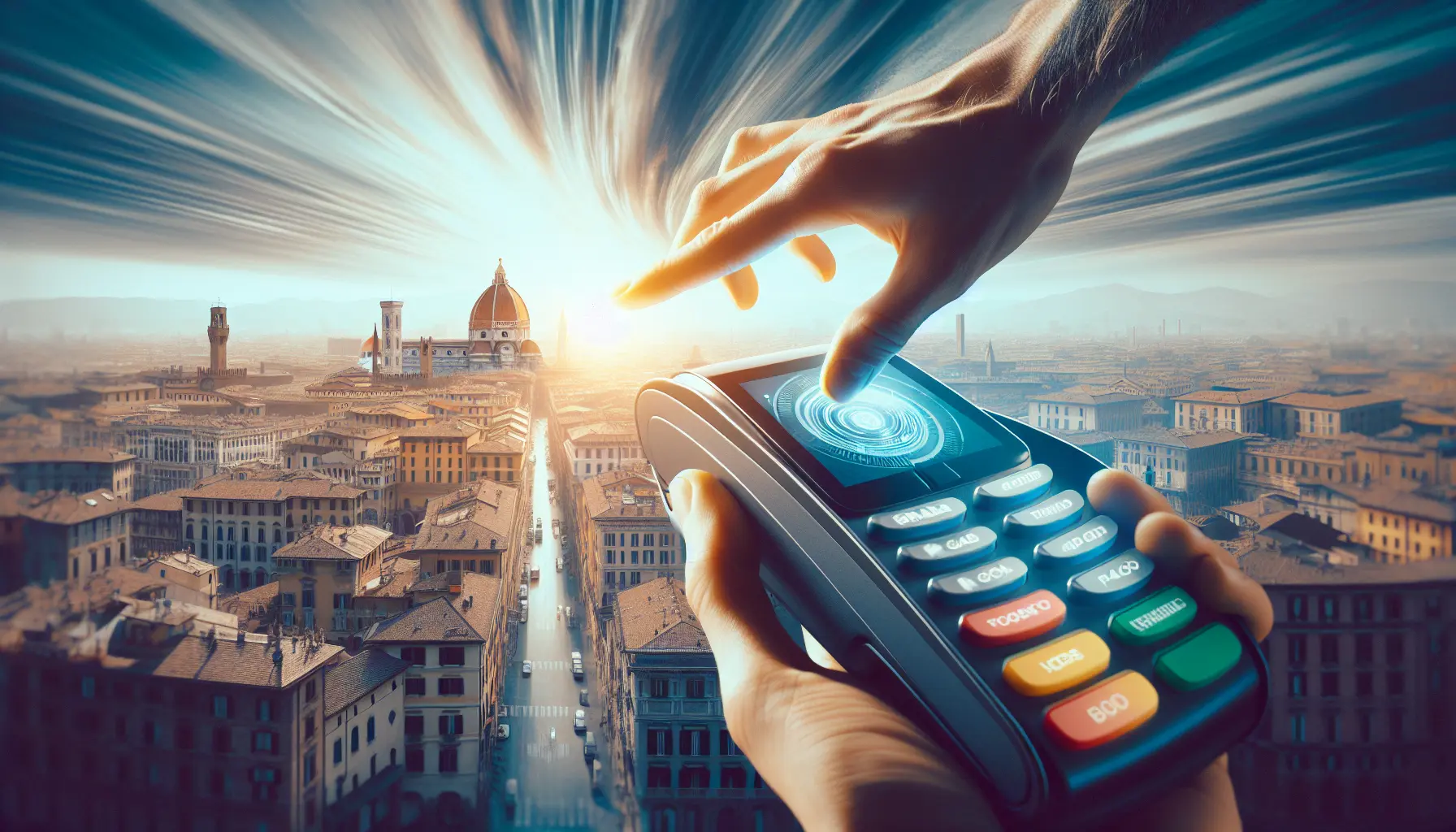 Un cliente utilizza il servizio Grab and Go di Telepass in un negozio, mostrando come funziona il pagamento contactless.