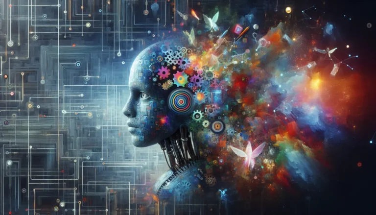 Un artista che utilizza un computer per generare arte con intelligenza artificiale.