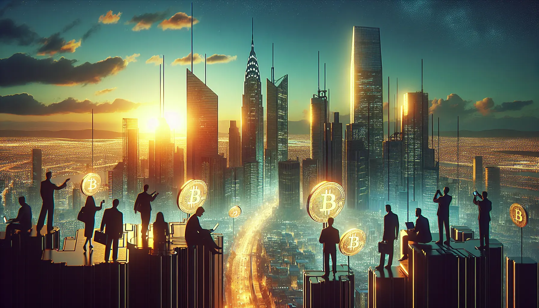 Grafico che mostra l'andamento delle criptovalute con simboli di Bitcoin ed Ethereum