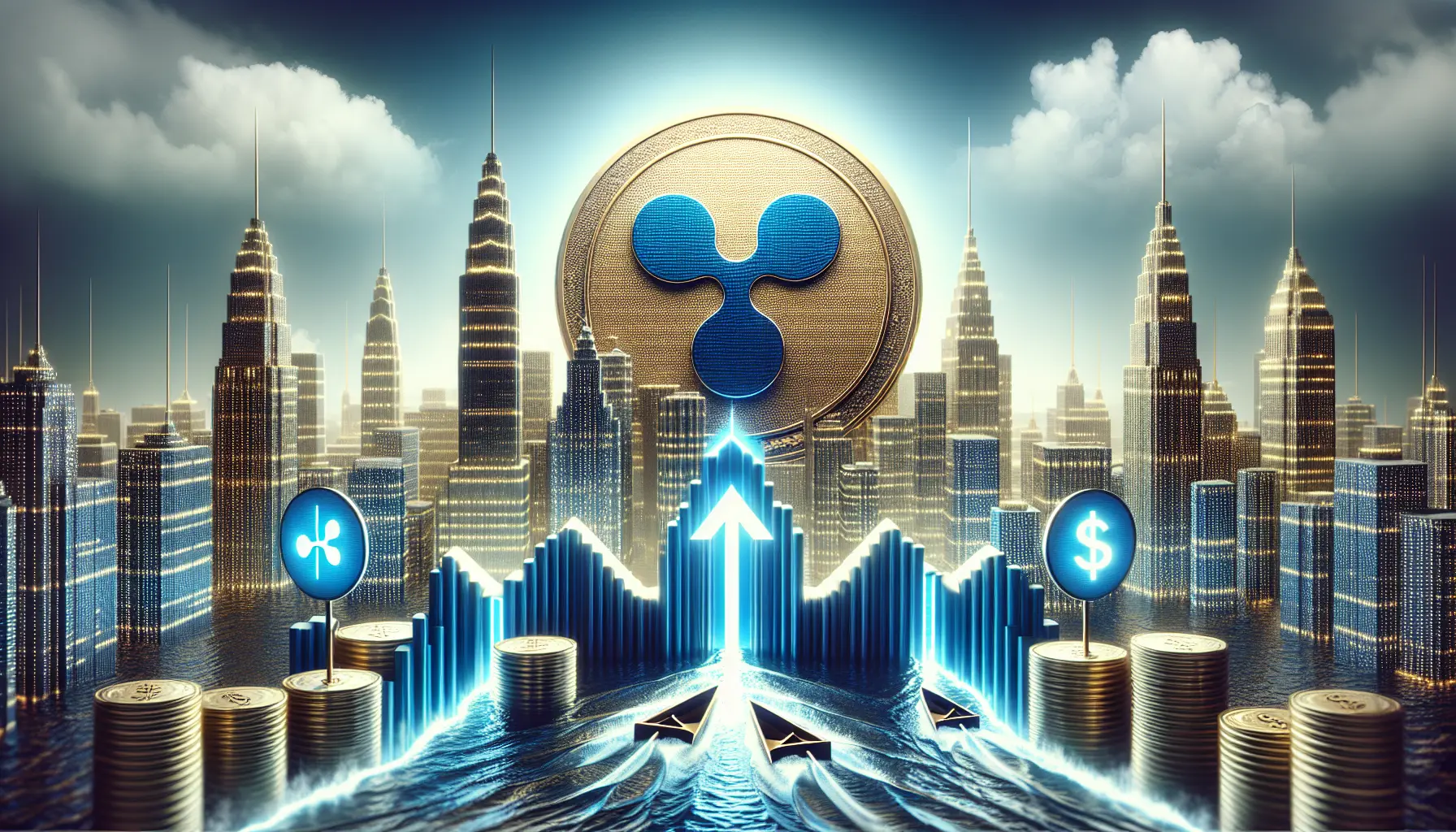 Un'immagine rappresentativa di XRP, che mostra il logo della criptovaluta su uno sfondo futuristico.