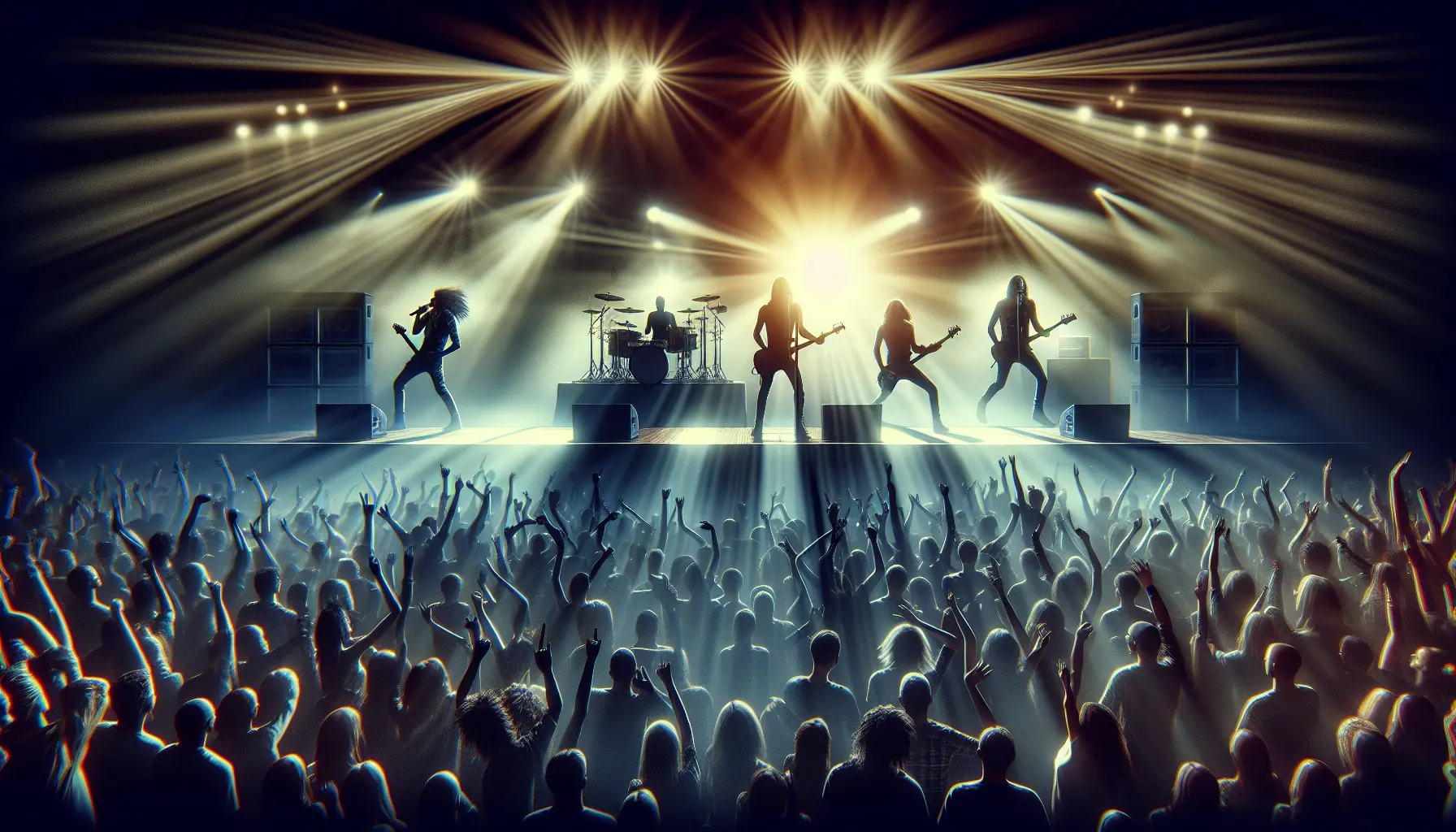 Un'immagine iconica dei Rolling Stones durante un concerto, con Mick Jagger che si esibisce sul palco, circondato da luci e un pubblico entusiasta.