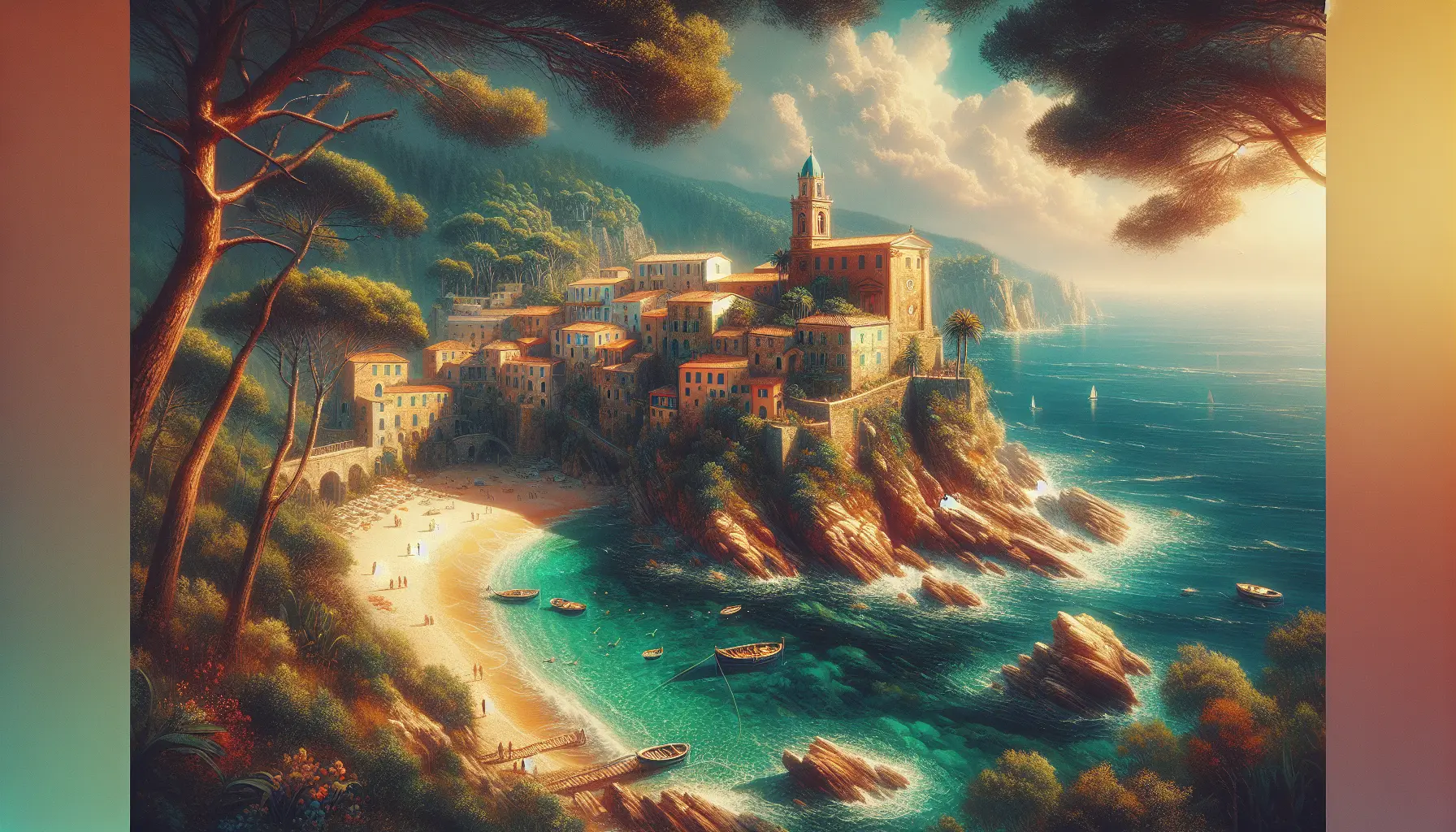 Vista panoramica dell'Isola del Giglio con il mare cristallino e le spiagge dorate
