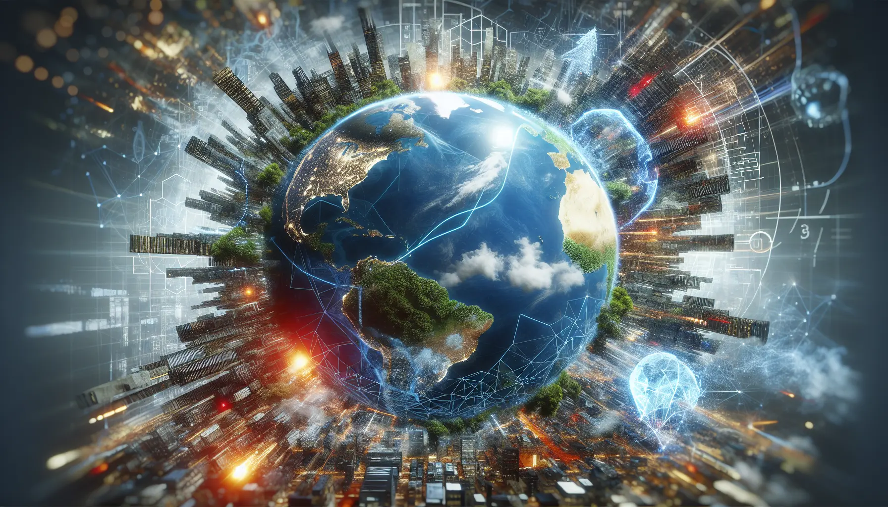 Rappresentazione grafica della crescita della popolazione mondiale con un mappamondo e icone di persone.