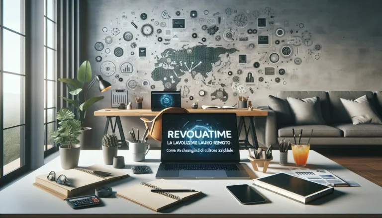 Persone che lavorano da casa con computer portatili e strumenti tecnologici, rappresentando il lavoro remoto.