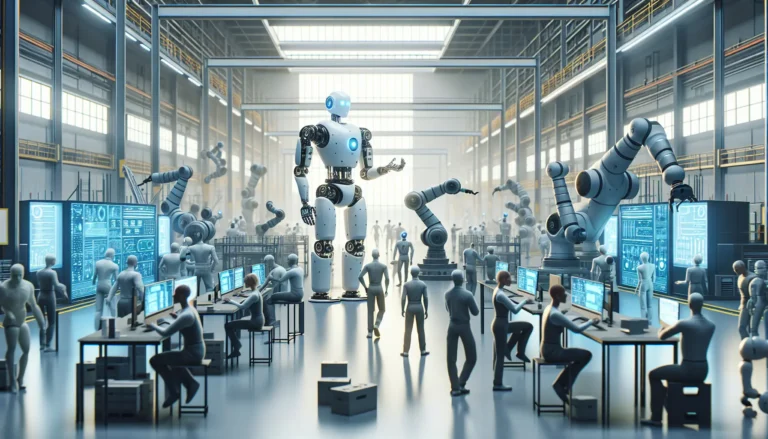 Un robot collaborativo mentre lavora fianco a fianco con un operatore umano in un ambiente produttivo.