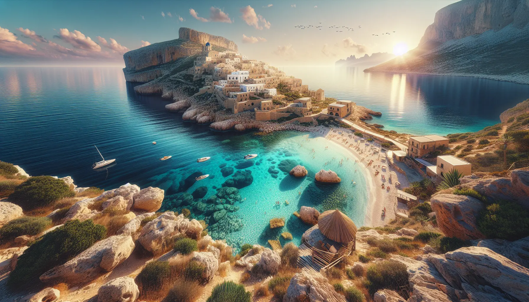 Vista panoramica di Levanzo con acque cristalline e spiagge incontaminate
