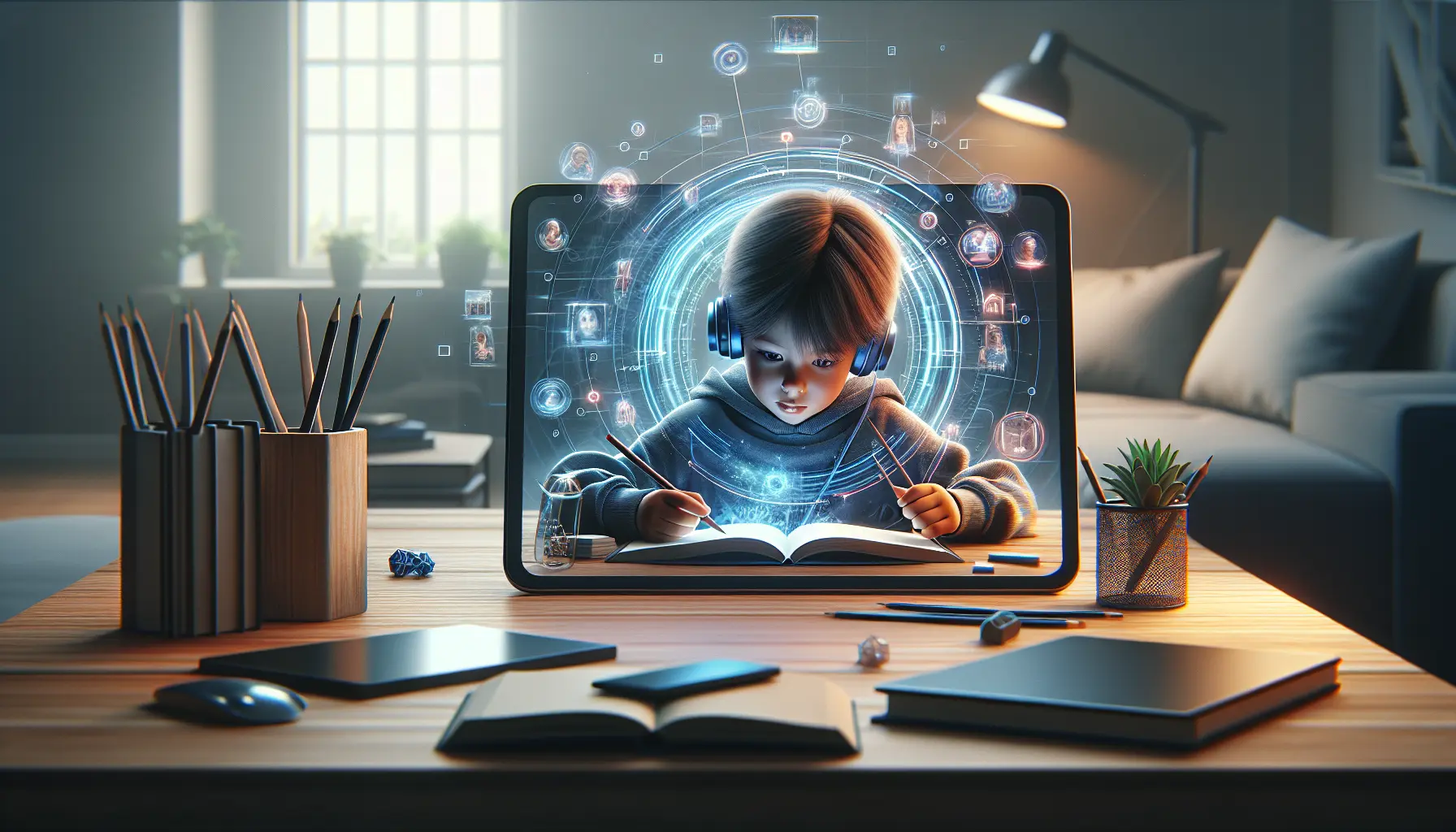 Studente che utilizza un dispositivo mobile per apprendere tramite microlearning, immerso in ambienti stimolanti.